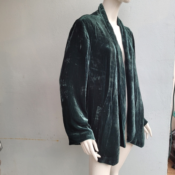 Eileen Fisher Pine Velvet Angled Shaped Jacket Size XL MSRP $418 - Picture 2 of 9